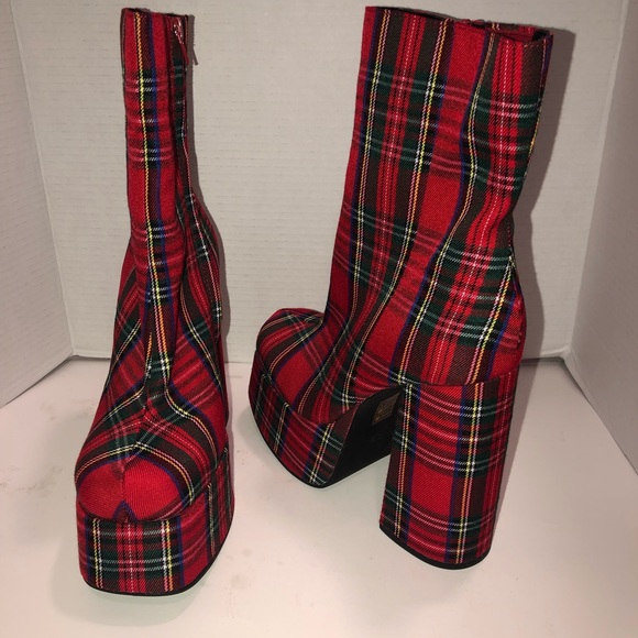 Jeffrey Campbell tartan plaid platform boots 9.5 - Picture 3 of 5